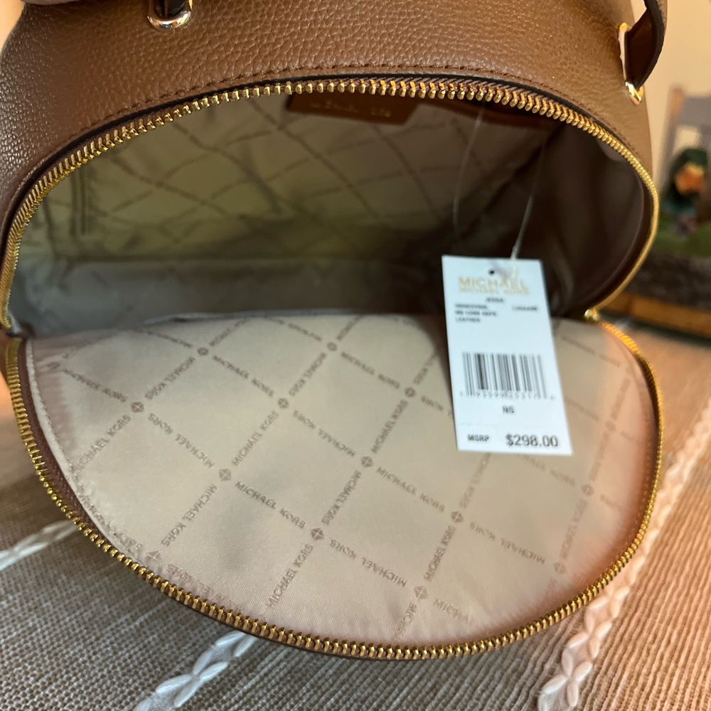 Michael Kors Leather Brown Backpack Brown NWT Gold Hardware Small Travel Bag - Picture 5 of 9
